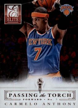 2013-14 Panini Elite - Passing The Torch #6 Carmelo Anthony / Walt Frazier Front