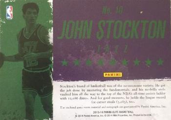 2013-14 Panini Elite - Throwback Threads Autographs #10 John Stockton Back