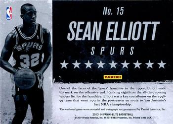 2013-14 Panini Elite - Throwback Threads Autographs #15 Sean Elliott Back