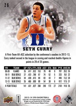 2013-14 SP Authentic #26 Seth Curry Back