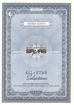2012-13 Panini Select - All-Star Selections #13 George Gervin Back