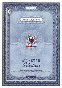 2012-13 Panini Select - All-Star Selections #14 David Thompson Back