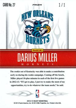 2012-13 Panini Select - Hot Rookies Prizms Black #27 Darius Miller Back