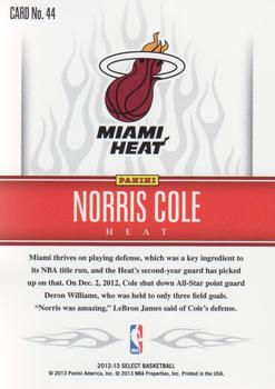 2012-13 Panini Select - White Hot Rookies #44 Norris Cole Back