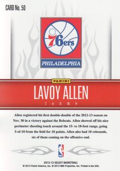 2012-13 Panini Select - White Hot Rookies #50 Lavoy Allen Back
