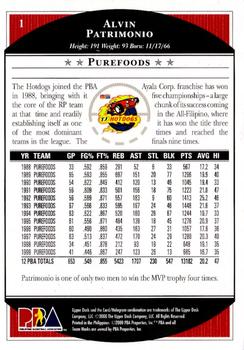 2001-02 Upper Deck PBA Philippines #1 Alvin Patrimonio Back