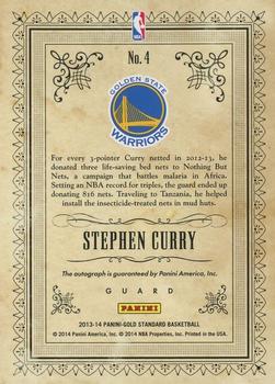 2013-14 Panini Gold Standard - Gold Strike Signatures #4 Stephen Curry Back