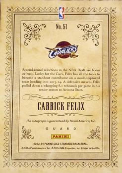 2013-14 Panini Gold Standard - Gold Strike Signatures #51 Carrick Felix Back