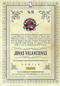 2013-14 Panini Gold Standard - Gold Strike Signatures #59 Jonas Valanciunas Back