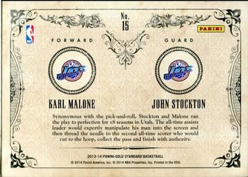2013-14 Panini Gold Standard - Claim to Fame Duals #15 Karl Malone / John Stockton Back