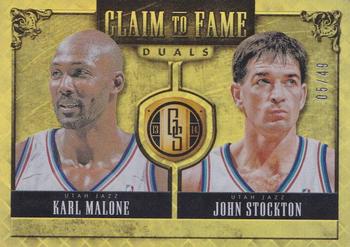 2013-14 Panini Gold Standard - Claim to Fame Duals #15 Karl Malone / John Stockton Front
