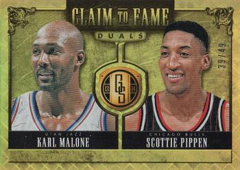 2013-14 Panini Gold Standard - Claim to Fame Duals #38 Karl Malone / Scottie Pippen Front