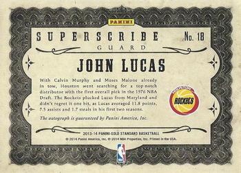 2013-14 Panini Gold Standard - Superscribe Autographs #18 John Lucas Back
