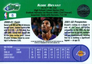 2001-02 Topps eTopps #15 Kobe Bryant Back
