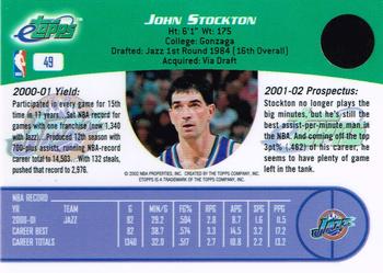 2001-02 Topps eTopps #49 John Stockton Back