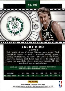 2013-14 Panini Crusade #196 Larry Bird Back