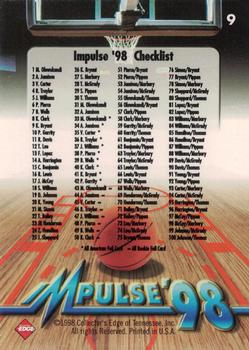 1998 Collector's Edge Impulse #9 Kobe Bryant Back