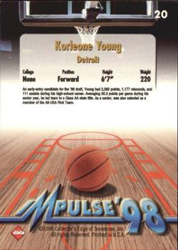 1998 Collector's Edge Impulse #20 Korleone Young Back