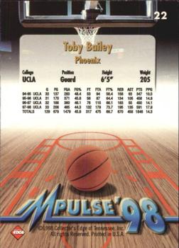 1998 Collector's Edge Impulse #22 Toby Bailey Back