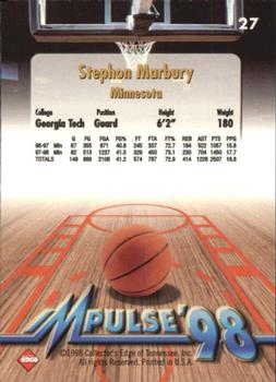 1998 Collector's Edge Impulse #27 Stephon Marbury Back