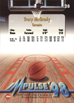 1998 Collector's Edge Impulse #28 Tracy McGrady Back
