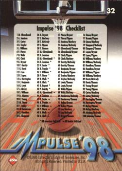 1998 Collector's Edge Impulse #32 Antawn Jamison Back