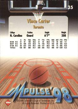 1998 Collector's Edge Impulse #35 Vince Carter Back