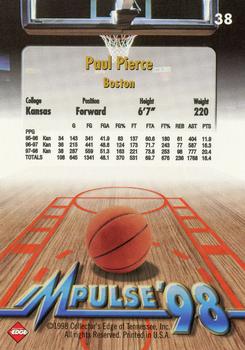 1998 Collector's Edge Impulse #38 Paul Pierce Back