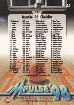 1998 Collector's Edge Impulse #41 Kobe Bryant Back