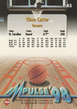 1998 Collector's Edge Impulse #45 Vince Carter Back