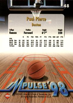 1998 Collector's Edge Impulse #48 Paul Pierce Back
