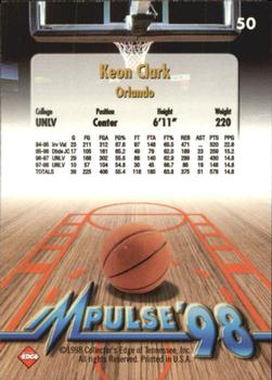 1998 Collector's Edge Impulse #50 Keon Clark Back