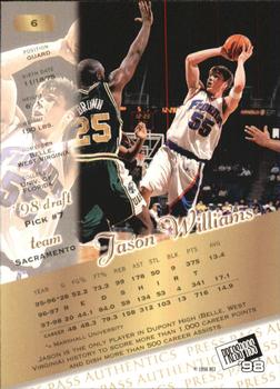 1998 Press Pass Authentics #6 Jason Williams Back
