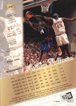 1998 Press Pass Authentics #30 Andrae Patterson Back