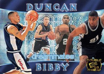 1998 Press Pass Double Threat #1 Mike Bibby / Tim Duncan Front