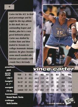 1998 Press Pass Double Threat #4 Vince Carter Back