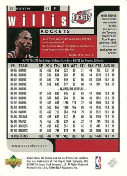 1998-99 UD Choice #55 Kevin Willis Back