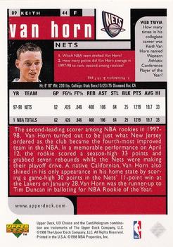 1998-99 UD Choice #89 Keith Van Horn Back