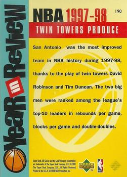 1998-99 UD Choice #190 David Robinson / Tim Duncan Back
