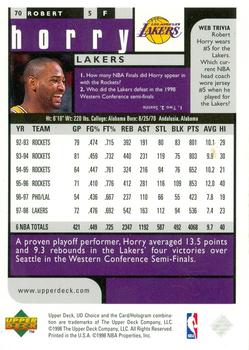 1998-99 UD Choice #70 Robert Horry Back