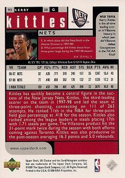 1998-99 UD Choice #93 Kerry Kittles Back