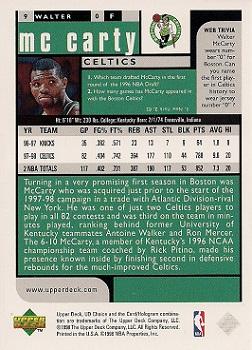 1998-99 UD Choice #9 Walter McCarty Back