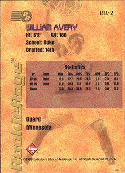 1999 Collector's Edge Rookie Rage #RR-2 William Avery Back