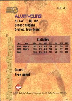 1999 Collector's Edge Rookie Rage #RR-45 Alvin Young Back