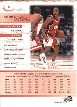 1999 Press Pass Authentics #8 Andre Miller Back