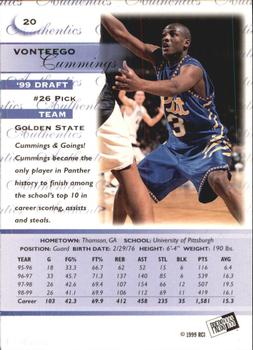 1999 Press Pass Authentics #20 Vonteego Cummings Back