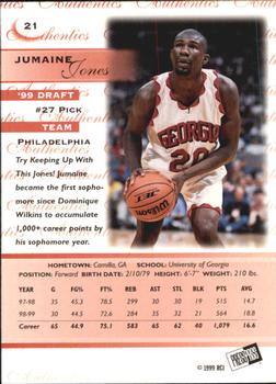 1999 Press Pass Authentics #21 Jumaine Jones Back