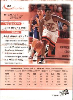 1999 Press Pass Authentics #23 Rico Hill Back