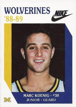 1988-89 Michigan Wolverines #NNO Marc Koenig Front