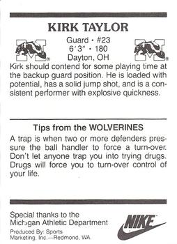 1988-89 Michigan Wolverines #NNO Kirk Taylor Back